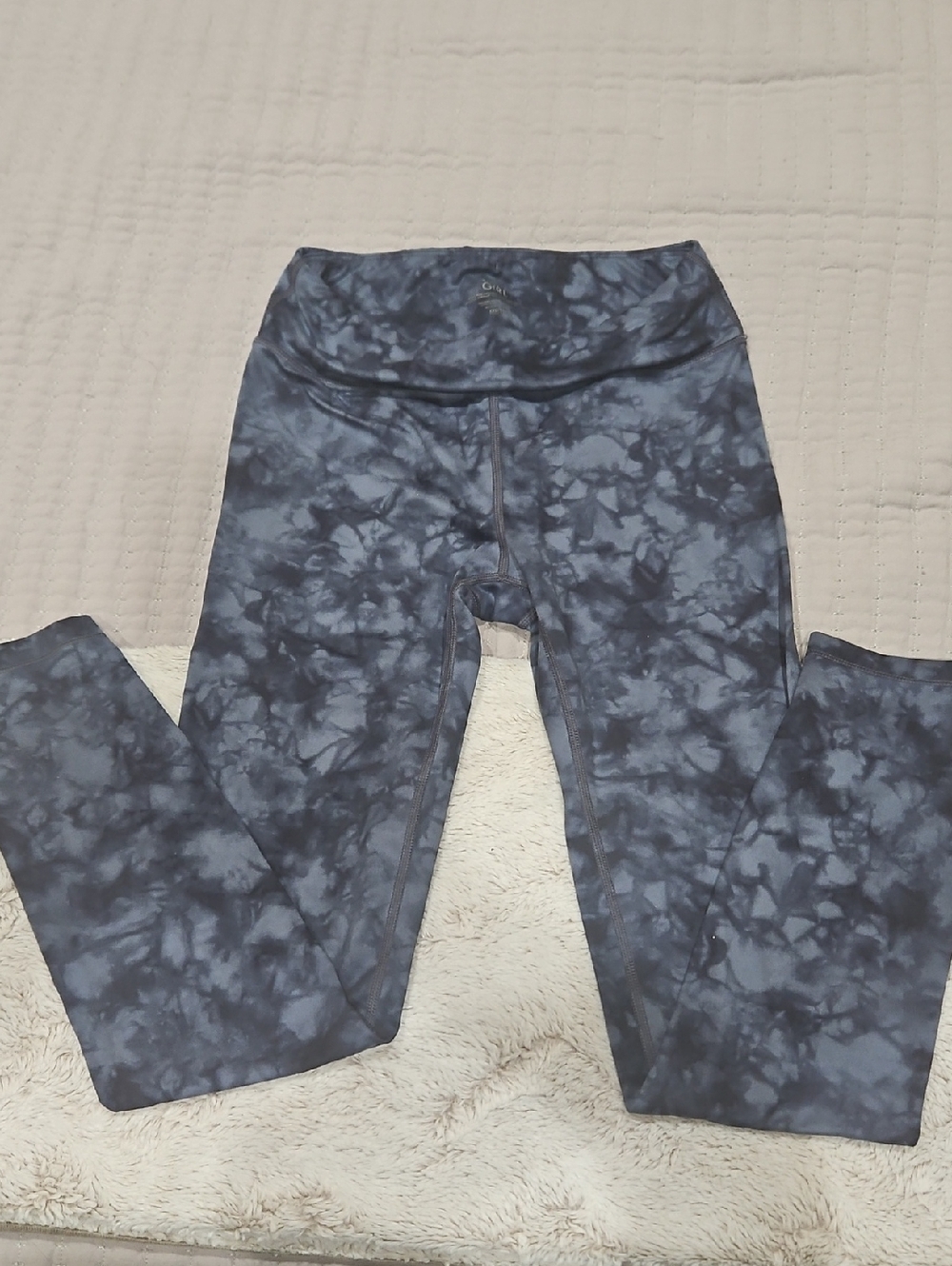 Athleta Girl Navy and Slate Tie-Dye High-Rise Leggings
